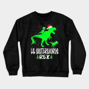 Lil Sister T Rex Matching Family Christmas Dinosau Crewneck Sweatshirt